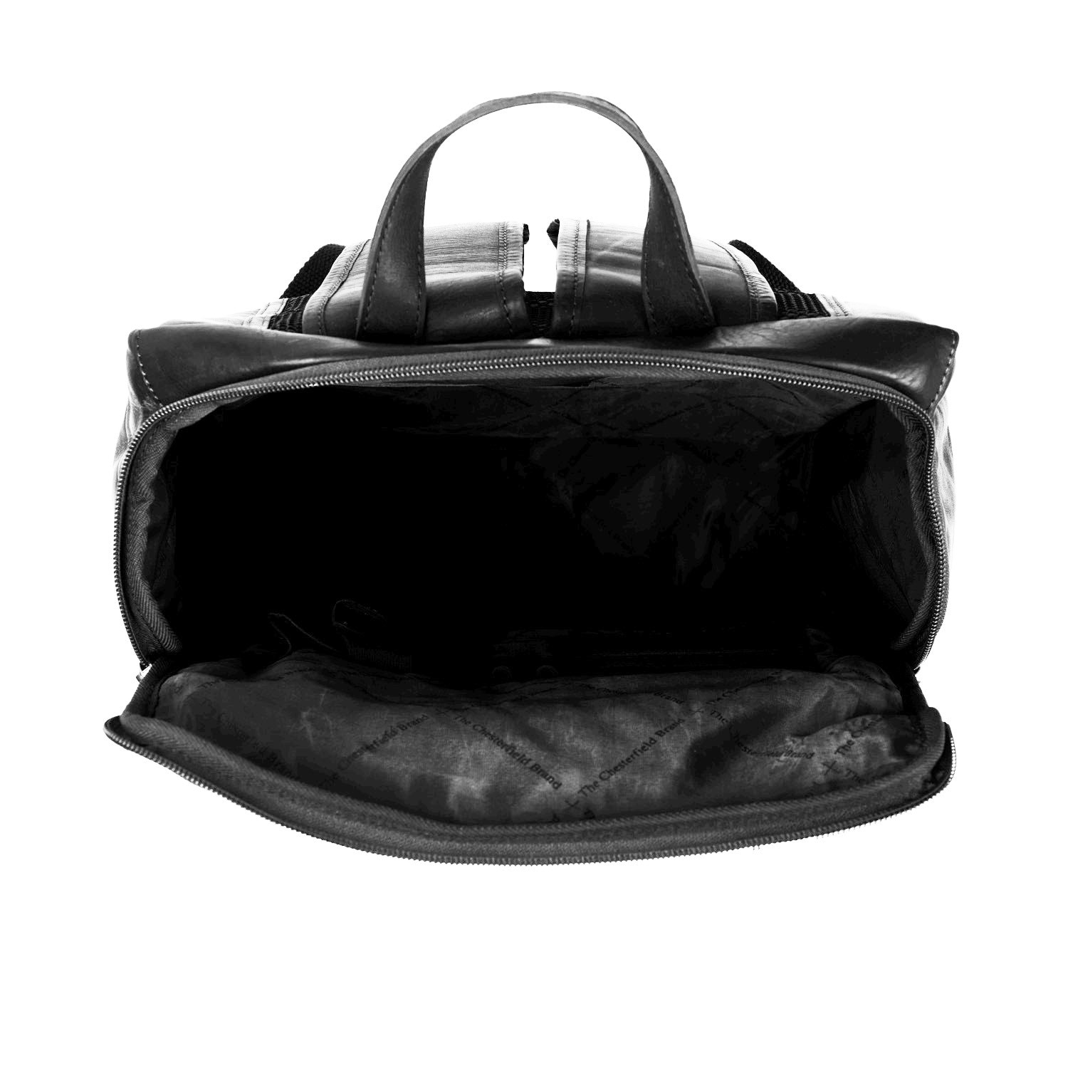 Rucsac pentru laptop de 15,4 inch, The Chesterfield Brand, din piele neagra model Rich