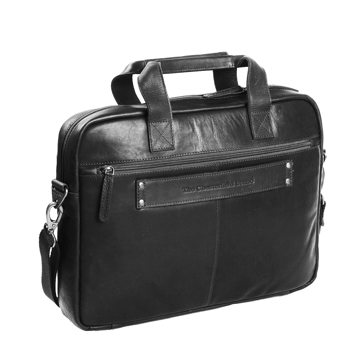 Geanta de laptop din piele naturala neagra, The Chesterfield Brand, Calvi 15.6 inch