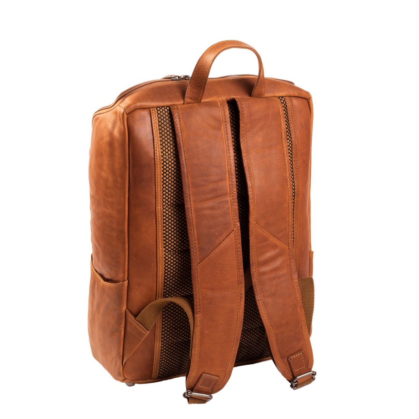 Rucsac pentru laptop de 15,4 inch, The Chesterfield Brand, din piele maro coniac model Rich