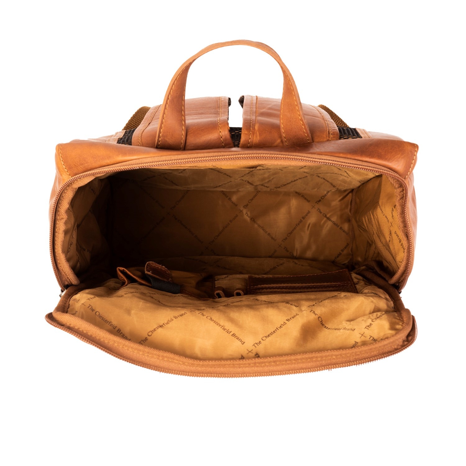 Rucsac pentru laptop de 15,4 inch, The Chesterfield Brand, din piele maro coniac model Rich
