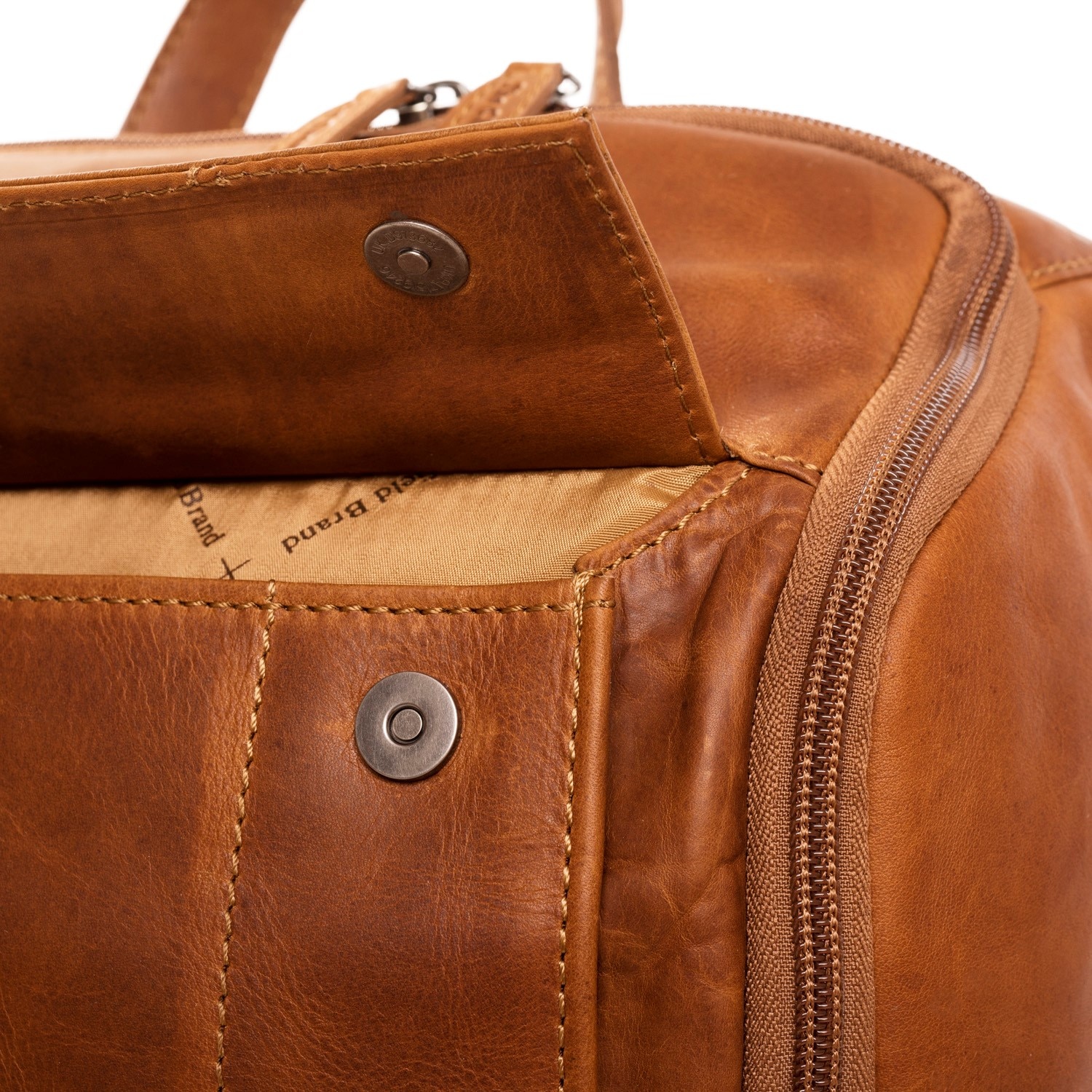 Rucsac pentru laptop de 15,4 inch, The Chesterfield Brand, din piele maro coniac model Rich