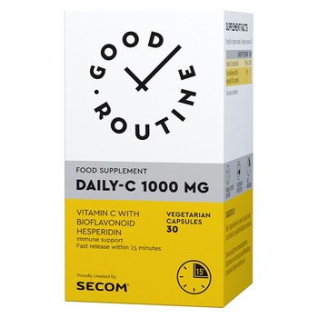 Supliment alimentar Daily C cu Vitamina C 1000 MG, 30 capsule Good Routine by Secom Supliment alimentar Daily C cu Vitamina C 1000 MG, 30 capsule Good Routine by Secom