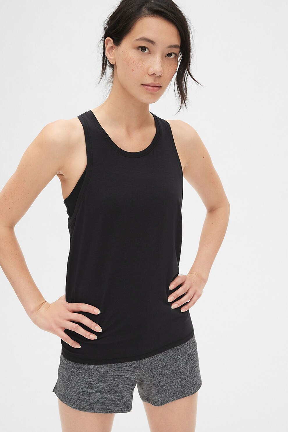 GAP, Top din amestec de lyocell cu spate decupat, Negru
