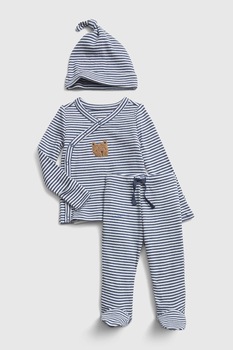 GAP, Pijama in dungi cu aplicatie text, albastru inchis/alb GAP, Pijama in dungi cu aplicatie text, albastru inchis/alb