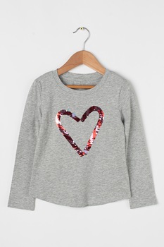 GAP, Bluza cu aplicatii cu paiete, Gri melange/Roz GAP, Bluza cu aplicatii cu paiete, Gri melange/Roz