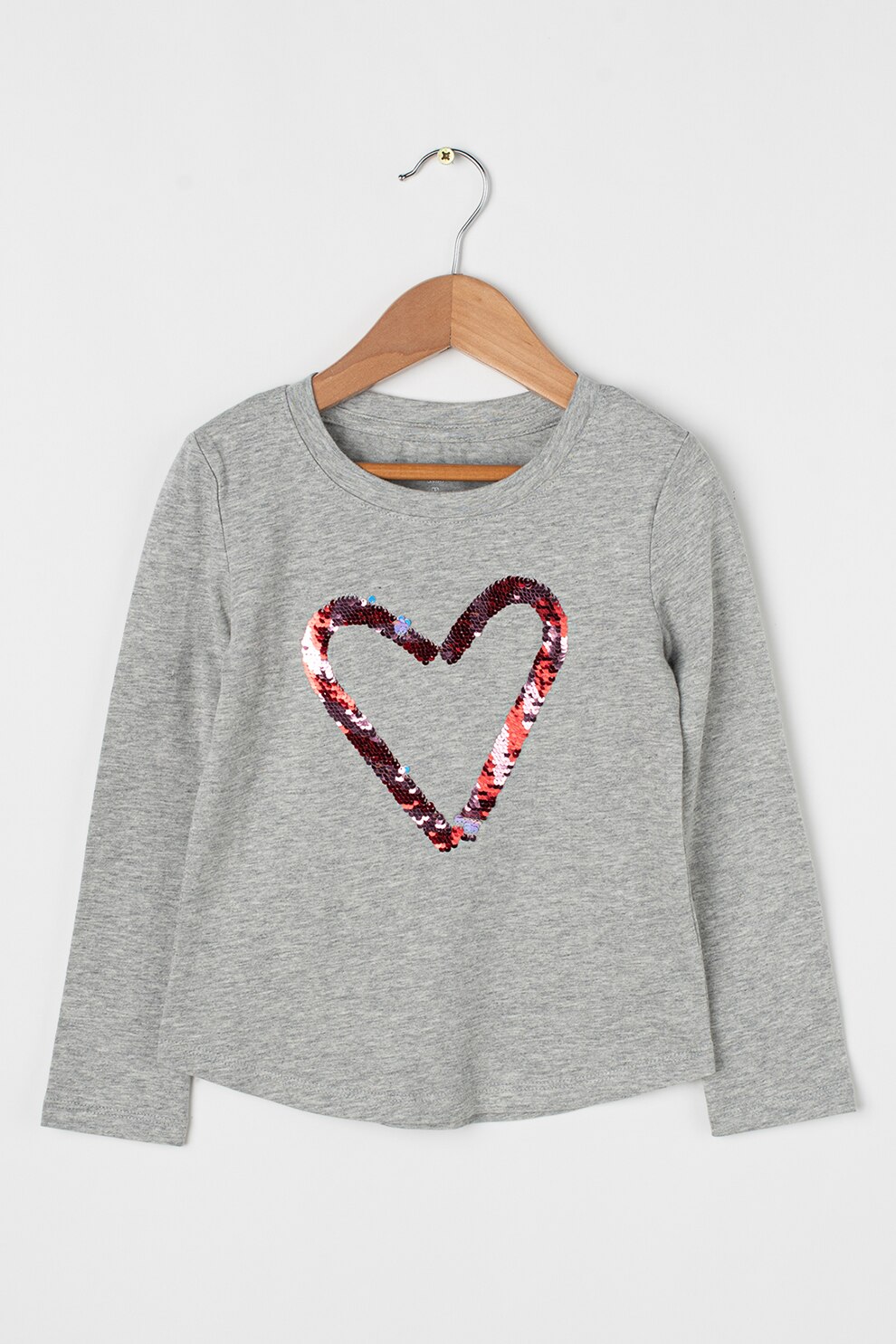 GAP, Bluza cu aplicatii cu paiete, Gri melange/Roz