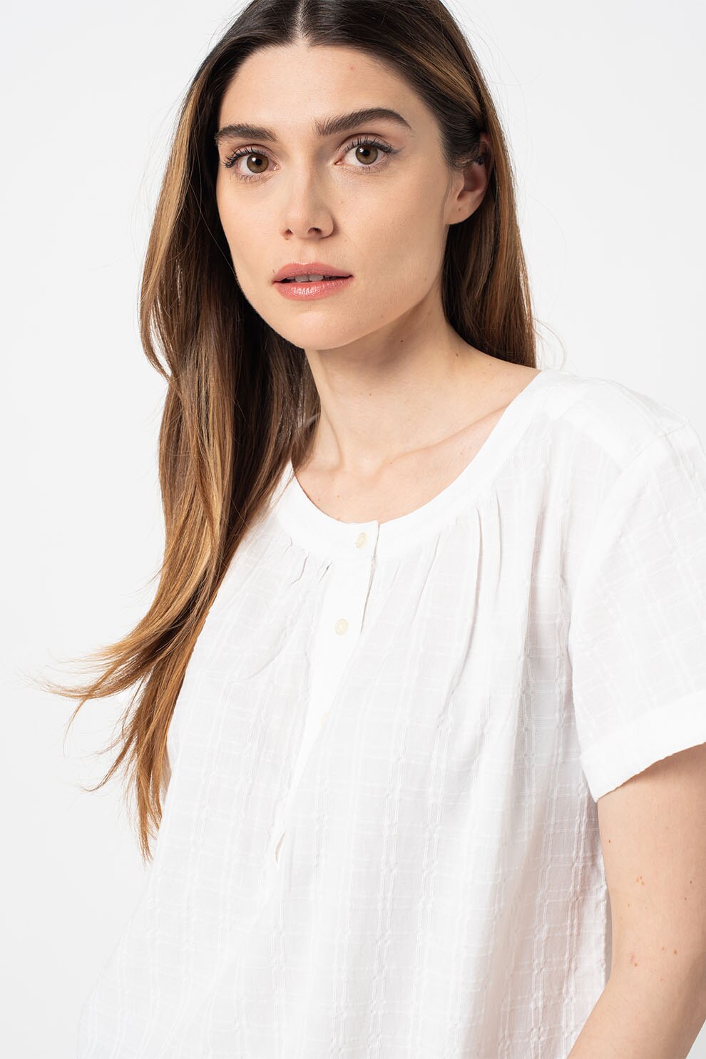 GAP, Bluza lejera cu fenta scurta, Alb optic