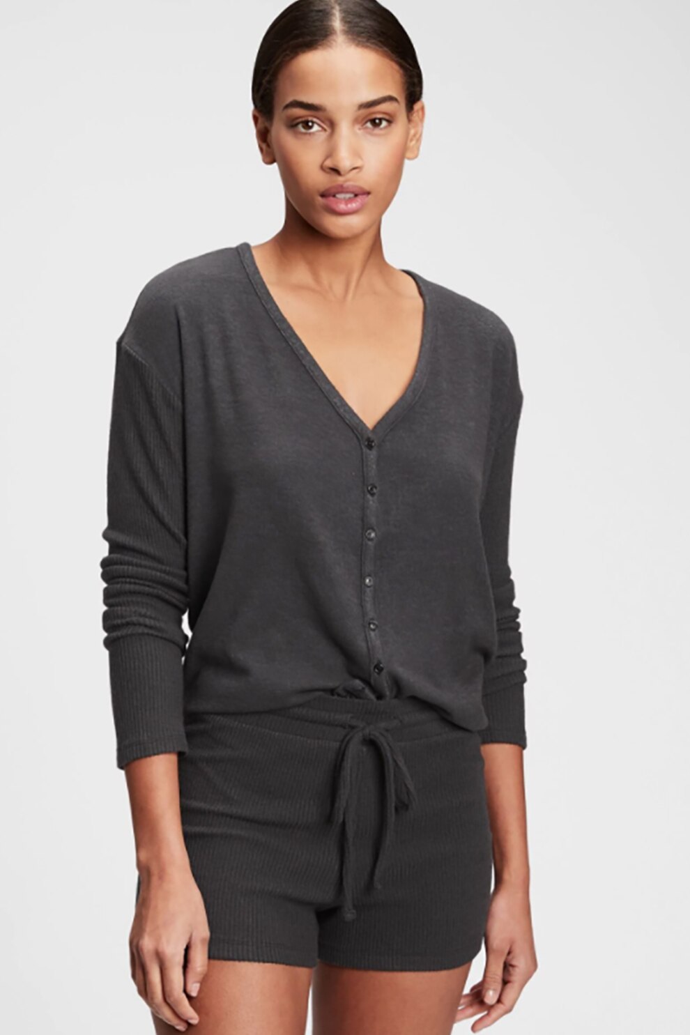 GAP, Cardigan lejer cu maneci cazute, Negru stins