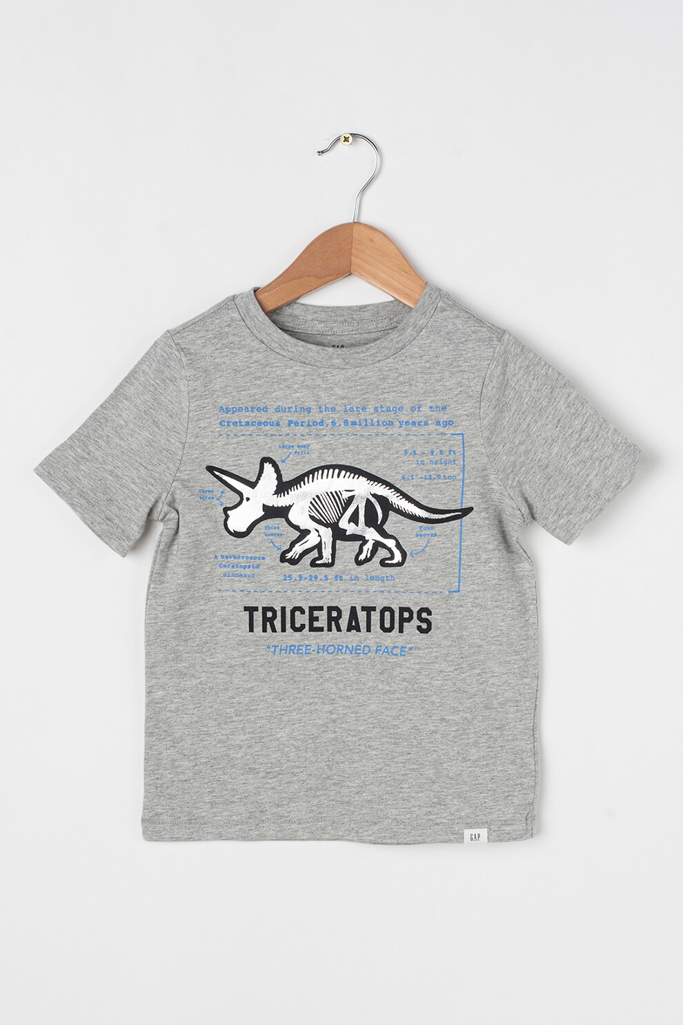 GAP, Tricou cu decolteu la baza gatului si paiete reversibile, Gri melange