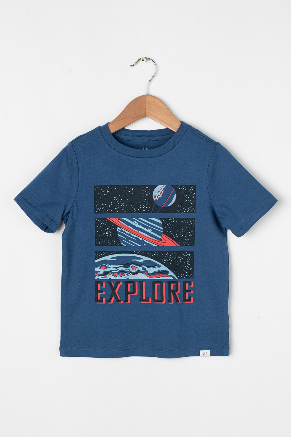 GAP, Tricou cu decolteu la baza gatului si paiete reversibile, Albastru lavanda