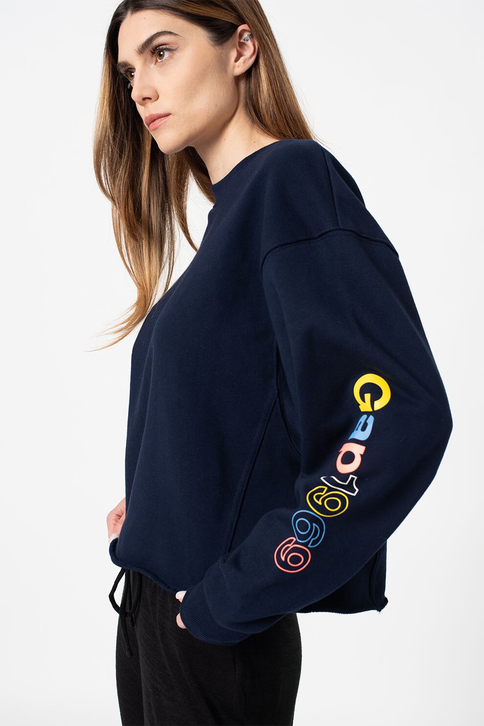 GAP, Bluza sport lejera cu maneci cazute, Bleumarin