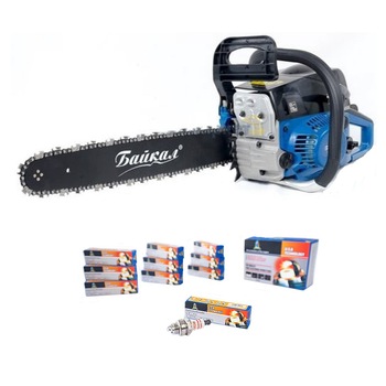Set Bujie si Drujba pe benzina, BAIKAL, Pro, 4.5CP, 52CC, lama 40 cm, albastru/negru Set Bujie si Drujba pe benzina, BAIKAL, Pro, 4.5CP, 52CC, lama 40 cm, albastru/negru