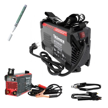 Set Invertor de sudura si marker industrial, ALMAZ, AZ-ES002, MMA 250A, negru/rosu Set Invertor de sudura si marker industrial, ALMAZ, AZ-ES002, MMA 250A, negru/rosu