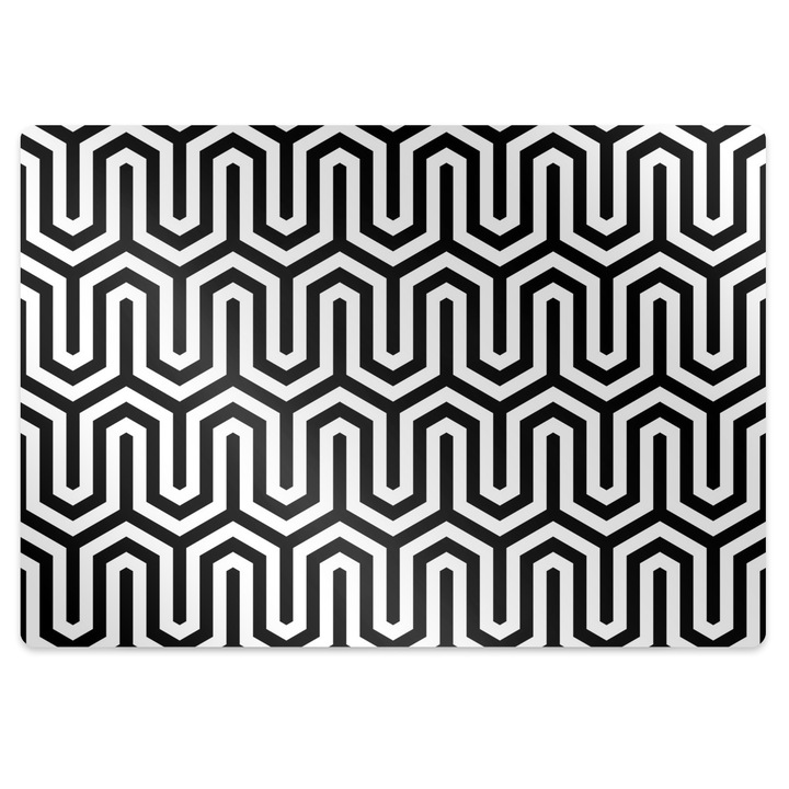 Covor pentru scaun de birou, model geometric, alb, 100x70 cm