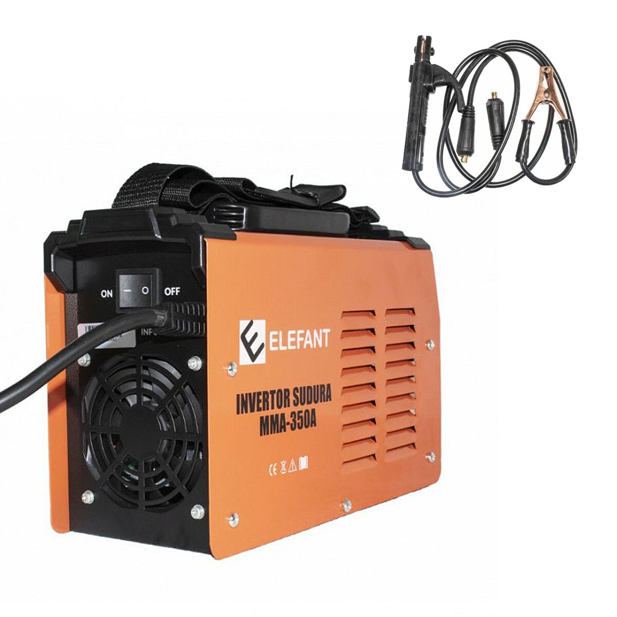 Set Invertor de sudura si marker industrial, Elefant 350A, MMA, portocaliu, 3.3 kg