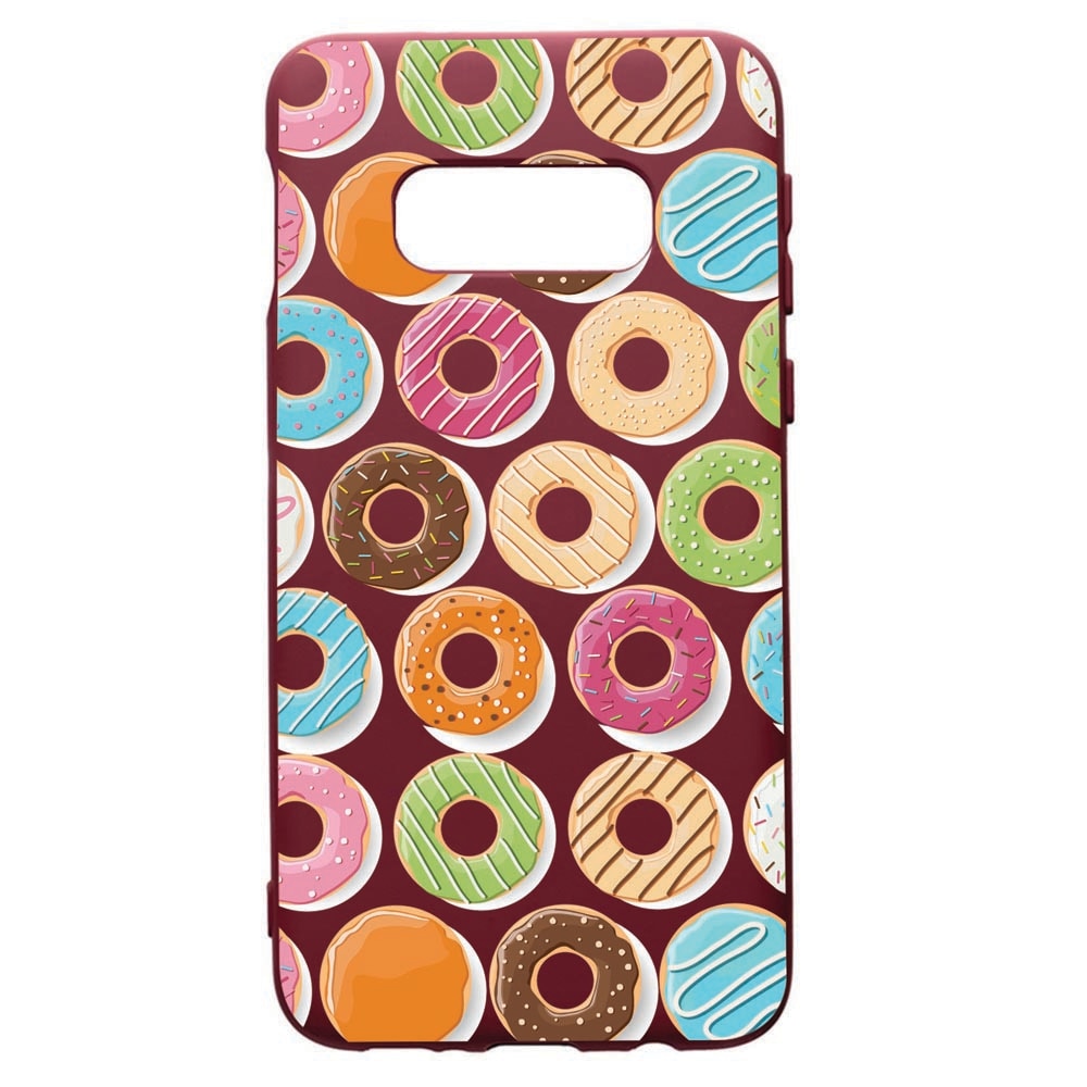 Husa Premium TPU compatibila cu Samsung Galaxy S10E, Donuts, cu interiorul din material textil, protectie camera, Burgundy, PBR66