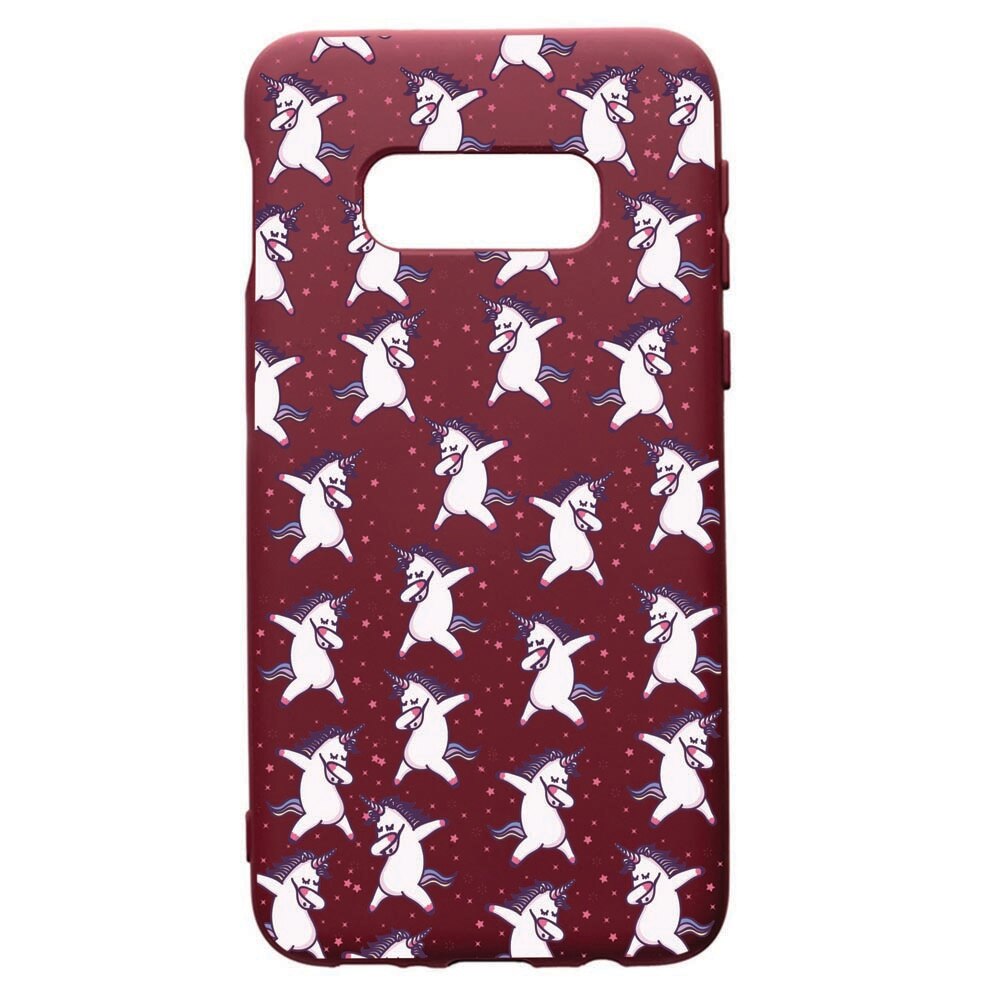 Husa Premium TPU compatibila cu Samsung Galaxy S10E, Unicorn, cu interiorul din material textil, protectie camera, Burgundy, PBR73
