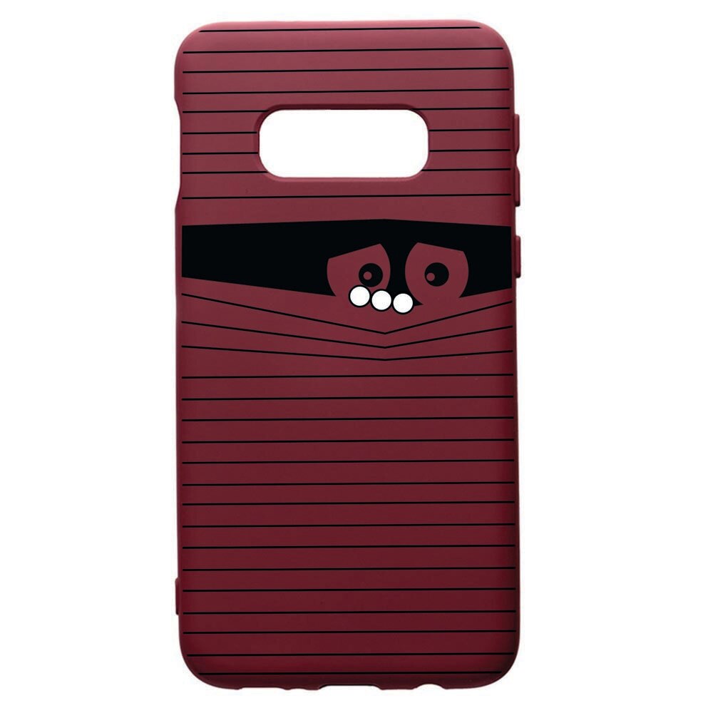 Husa Premium TPU compatibila cu Samsung Galaxy S10E, Look Back, cu interiorul din material textil, protectie camera, Burgundy, PBR38