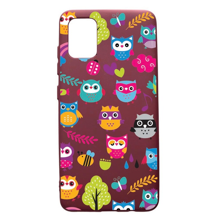 Калъф Premium TPU, съвместим с Apple iPhone 11 Pro Max, OWL, с текстилен интериор, защита на камерата, бордо, PBR43