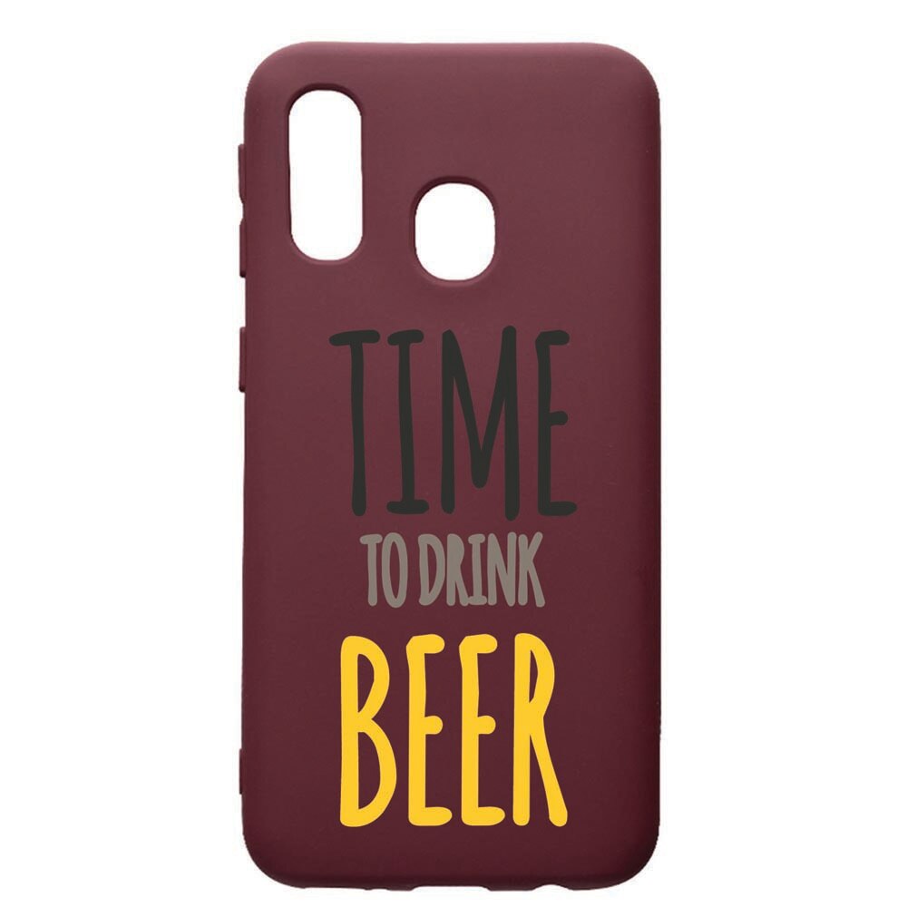 Husa Premium TPU compatibila cu Samsung Galaxy A20E, Beer, cu interiorul din material textil, protectie camera, Burgundy, PBR157