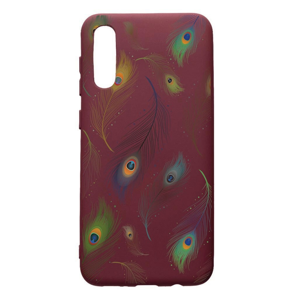 Husa Premium TPU compatibila cu Huawei Y6 2019, Peacock, cu interiorul din material textil, protectie camera, Burgundy, PBR152