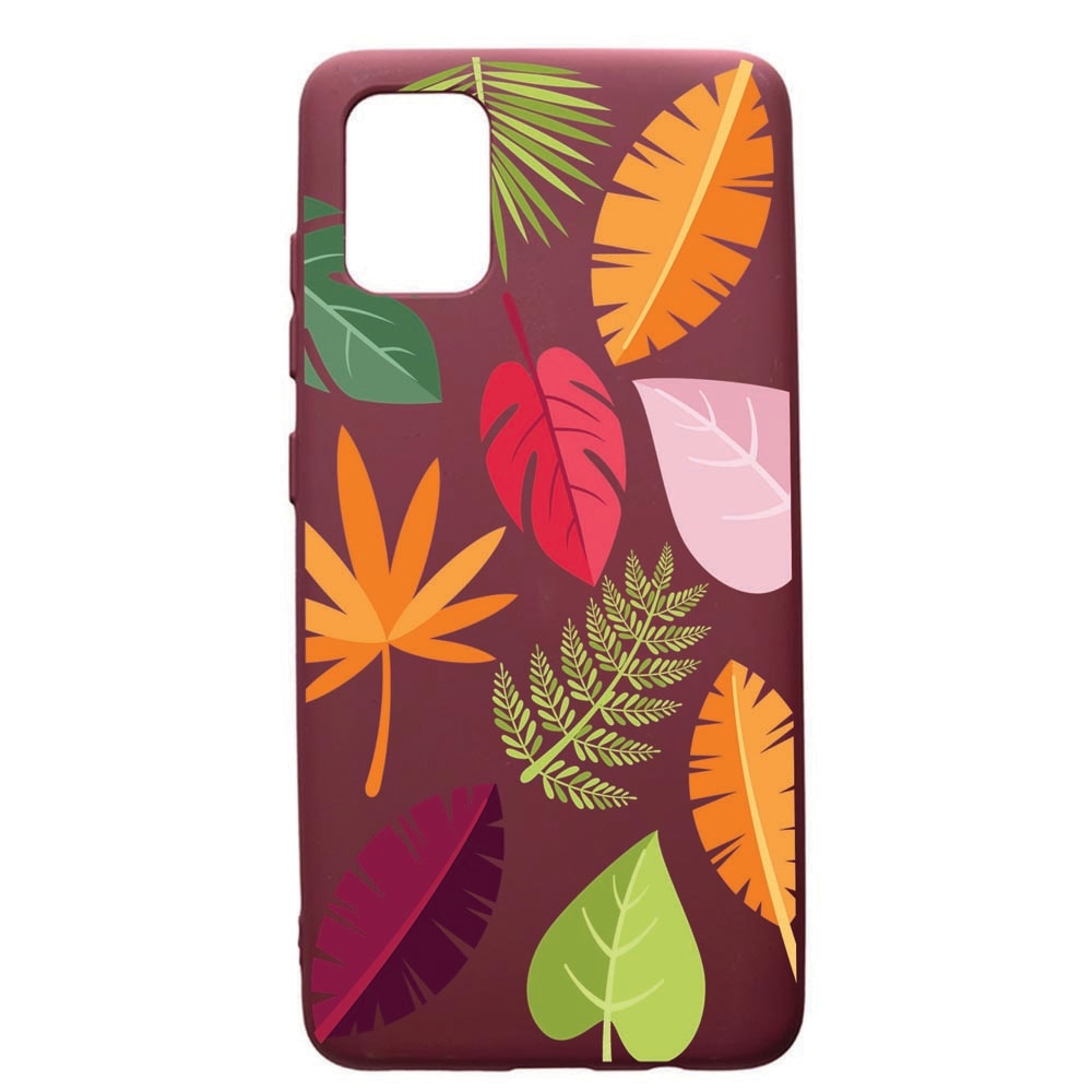 Husa Premium TPU compatibila cu Samsung Galaxy S20 Plus, Feathers, cu interiorul din material textil, protectie camera, Burgundy, PBR151
