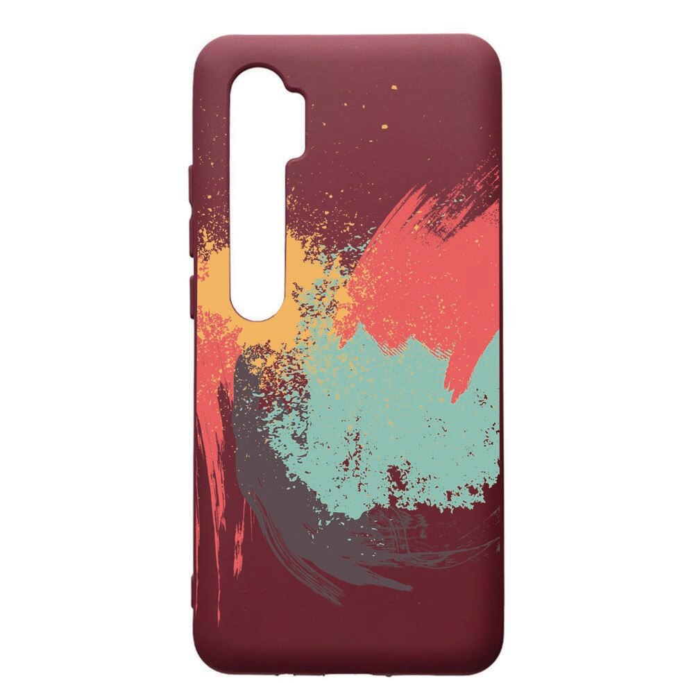 Husa Premium TPU compatibila cu Xioami Mi Note 10, Painting, cu interiorul din material textil, protectie camera, Burgundy, PBR44