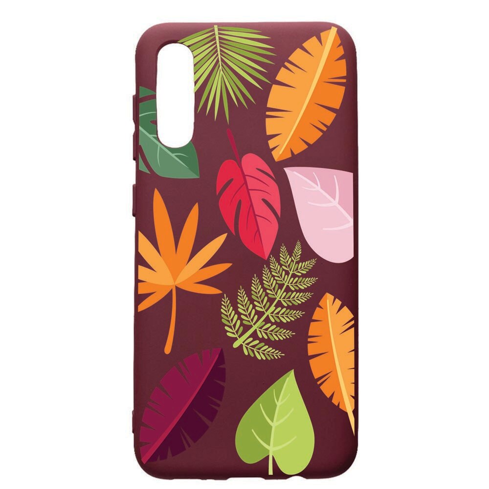 Husa Premium TPU compatibila cu Huawei Y6 2019, Feathers, cu interiorul din material textil, protectie camera, Burgundy, PBR151