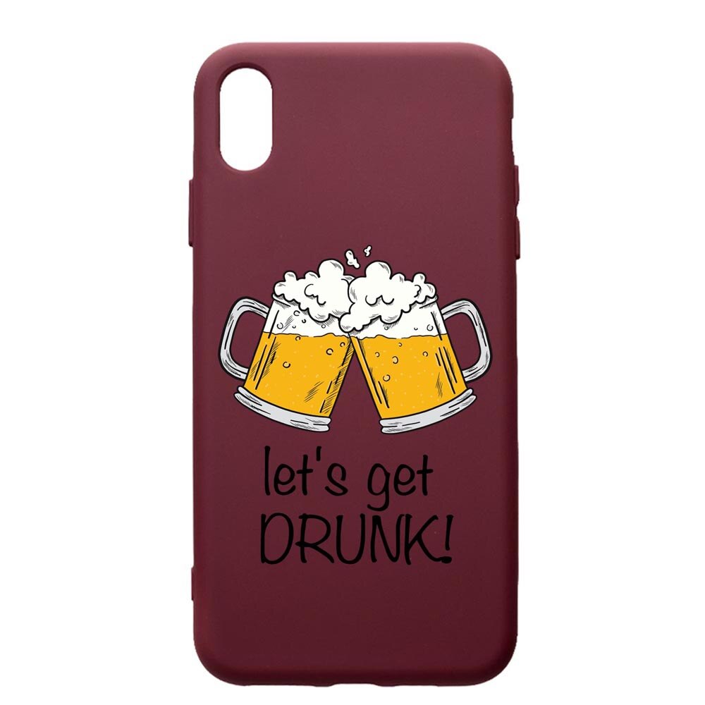 Husa Premium TPU compatibila cu Samsung Galaxy A10, Lets Get Drunk, cu interiorul din material textil, protectie camera, Burgundy, PBR170