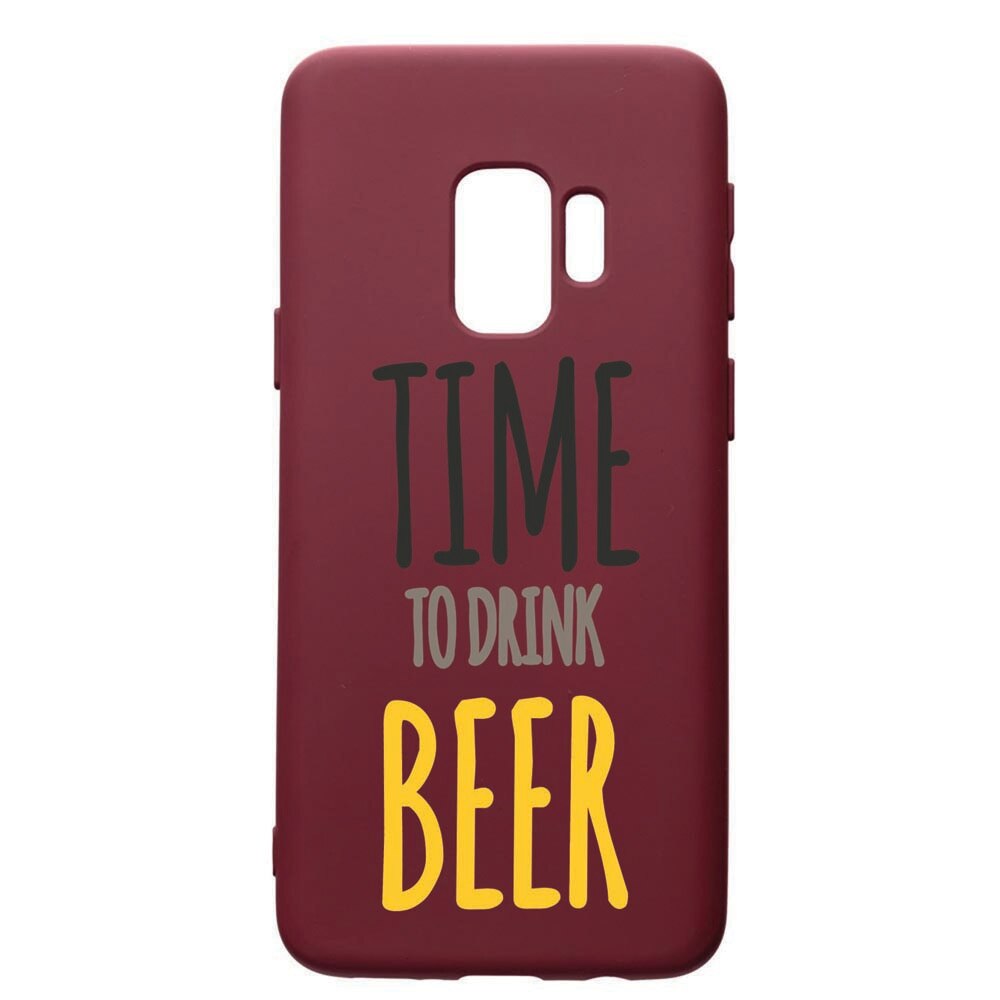 Husa Premium TPU compatibila cu Samsung Galaxy S9, Beer, cu interiorul din material textil, protectie camera, Burgundy, PBR157