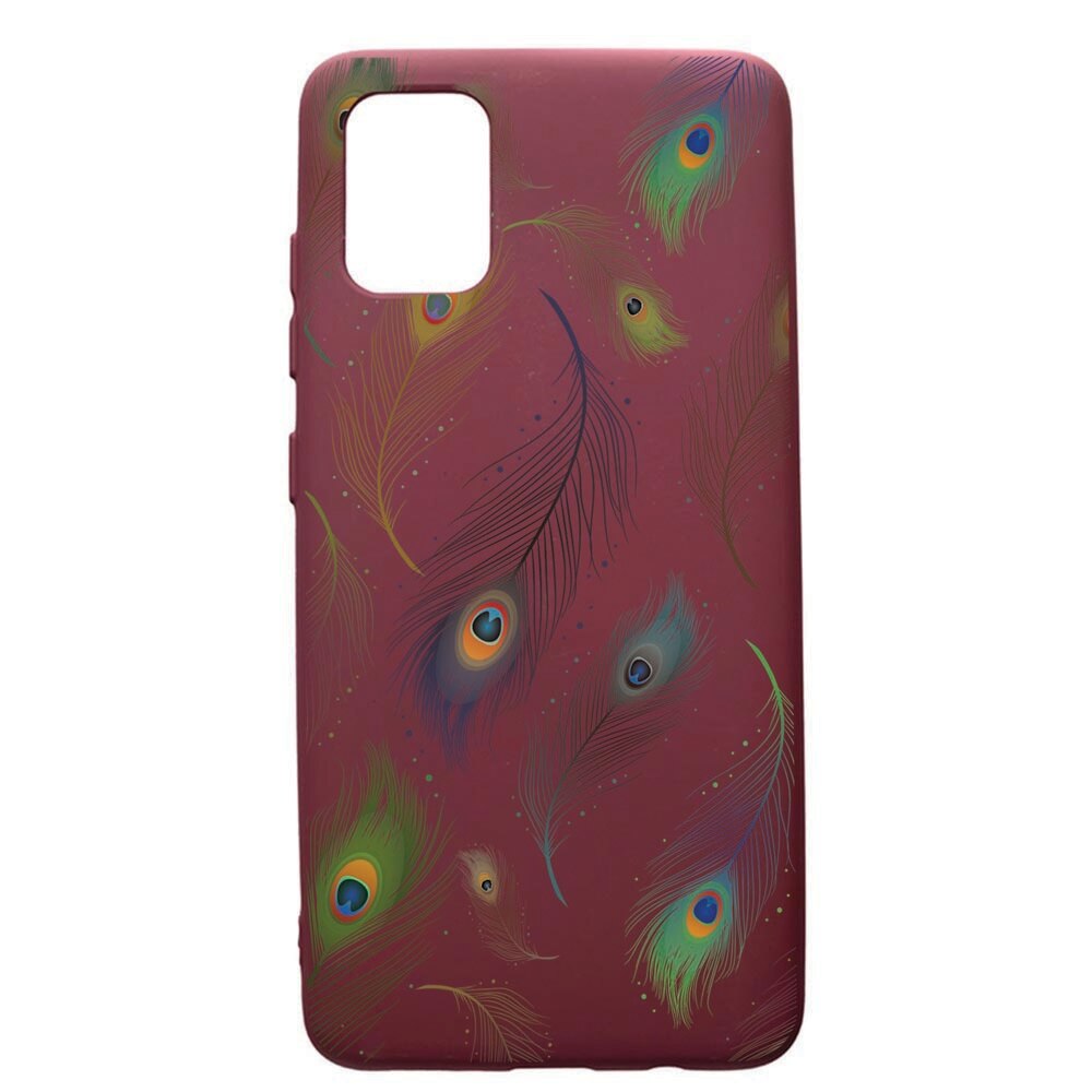 Husa Premium TPU compatibila cu Samsung Galaxy S20 Plus, Peacock, cu interiorul din material textil, protectie camera, Burgundy, PBR152