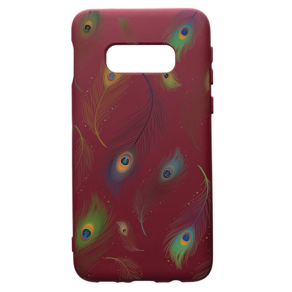 Husa Premium TPU compatibila cu Samsung Galaxy S10E, Peacock, cu interiorul din material textil, protectie camera, Burgundy, PBR152