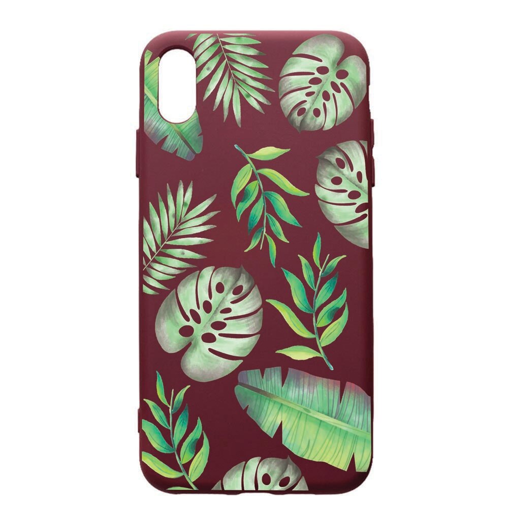 Husa Premium TPU compatibila cu Samsung Galaxy A10, Tropical, cu interiorul din material textil, protectie camera, Burgundy, PBR150