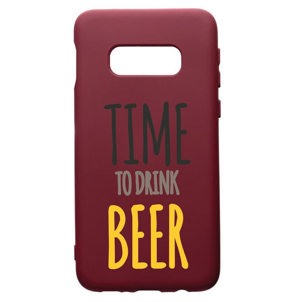 Husa Premium TPU compatibila cu Samsung Galaxy S10E, Beer, cu interiorul din material textil, protectie camera, Burgundy, PBR157
