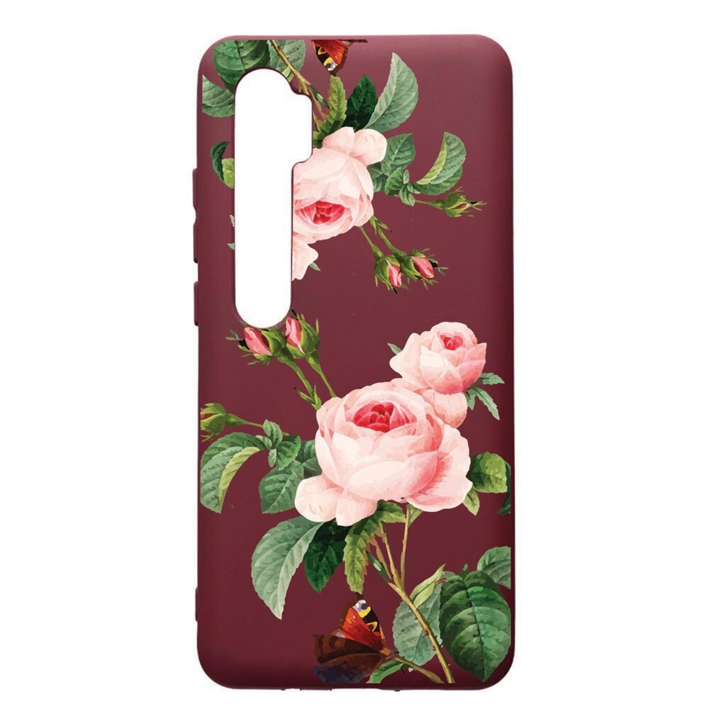 Husa Premium TPU compatibila cu Xioami Mi Note 10, Rose, cu interiorul din material textil, protectie camera, Burgundy, PBR172