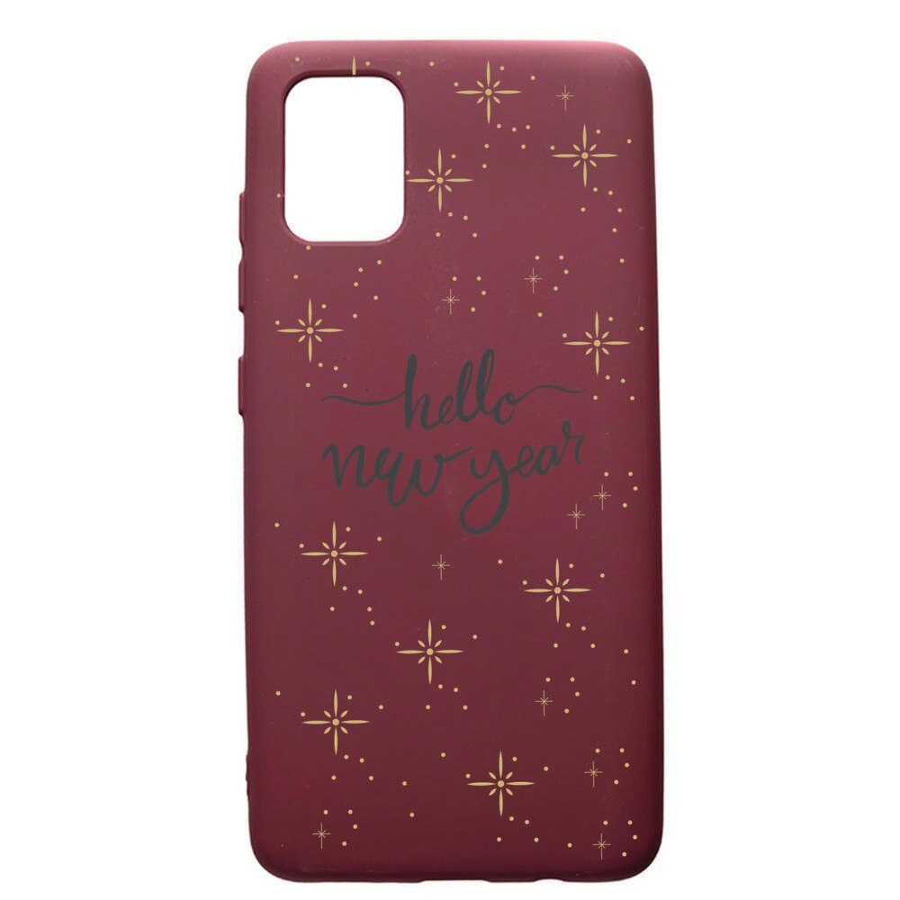 Husa Premium TPU compatibila cu Samsung Galaxy S20 Plus, Hello New Year, cu interiorul din material textil, protectie camera, Burgundy, PBR173
