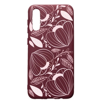 Husa Premium TPU compatibila cu Samsung Galaxy A50, Pink Flower, cu interiorul din material textil, protectie camera, Burgundy, PBR113 Husa Premium TPU compatibila cu Samsung Galaxy A50, Pink Flower, cu interiorul din material textil, protectie camera, Burgundy, PBR113