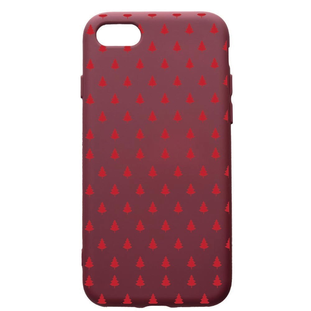 Husa Premium TPU compatibila cu Apple iPhone SE 2 / iPhone 8 / iPhone 7, Christmas, cu interiorul din material textil, protectie camera, Burgundy, PBR174