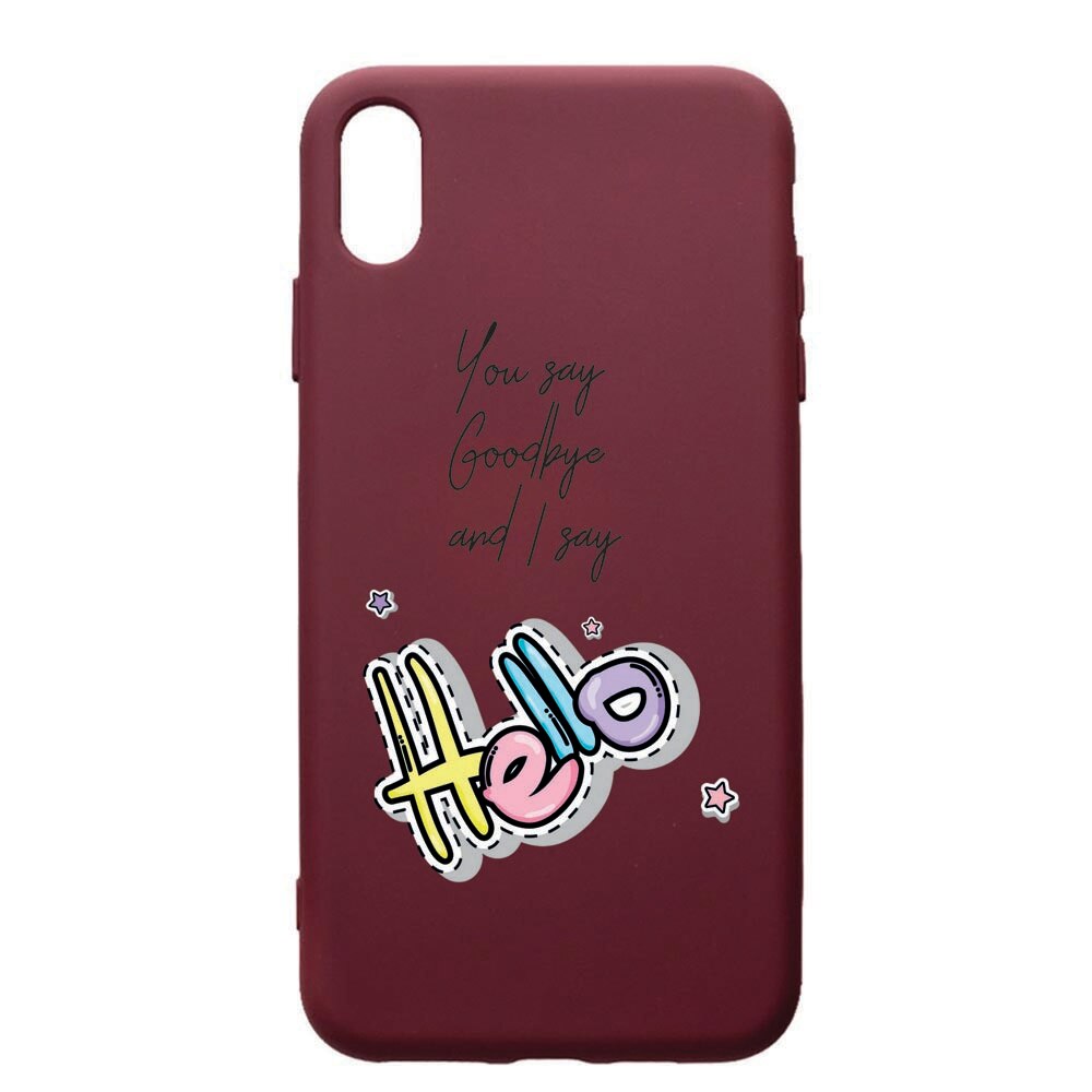 Husa Premium TPU compatibila cu Apple iPhone XS Max, Hello, cu interiorul din material textil, protectie camera, Burgundy, PBR148