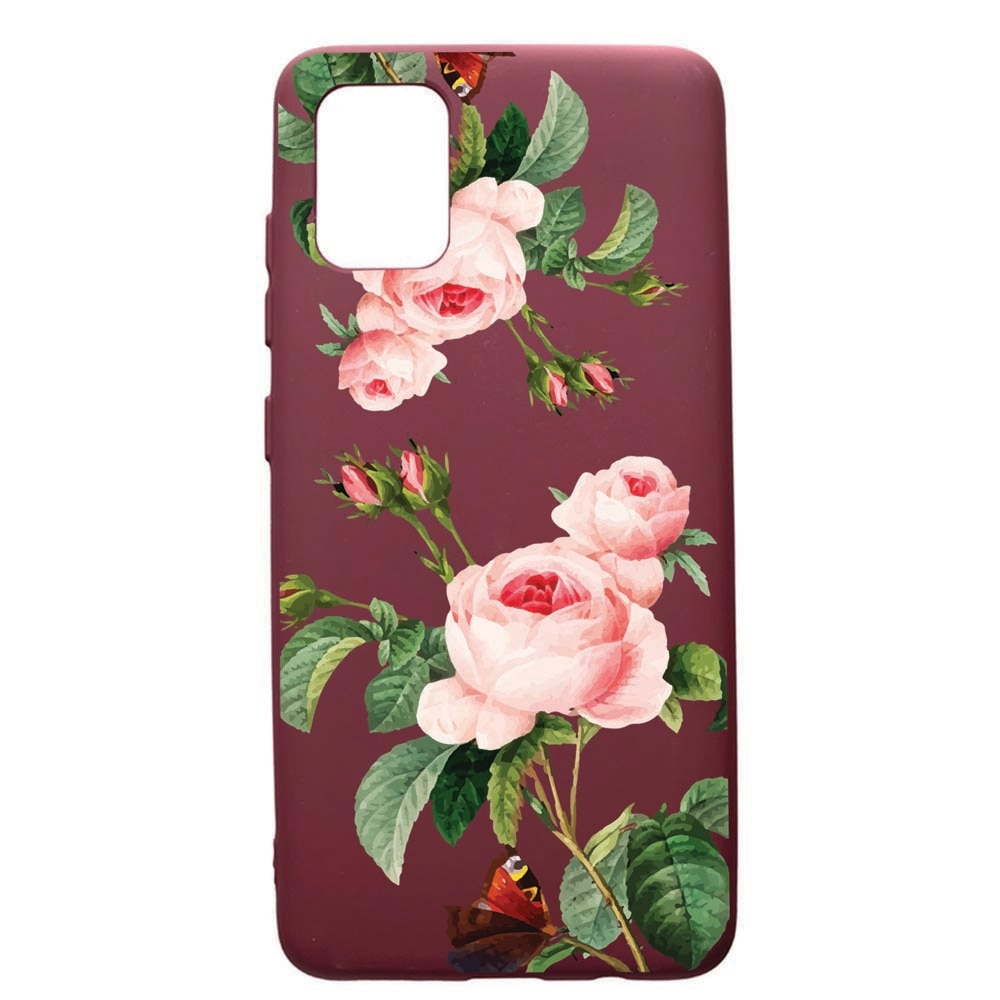 Husa Premium TPU compatibila cu Samsung Galaxy S20 Plus, Rose, cu interiorul din material textil, protectie camera, Burgundy, PBR172