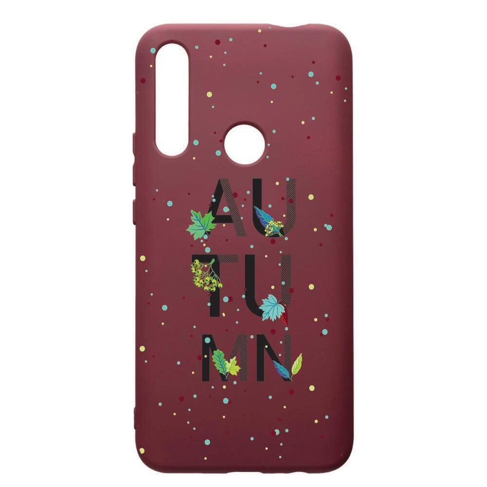 Husa Premium TPU compatibila cu Huawei P Smart Z, Autumn, cu interiorul din material textil, protectie camera, Burgundy, PBR145