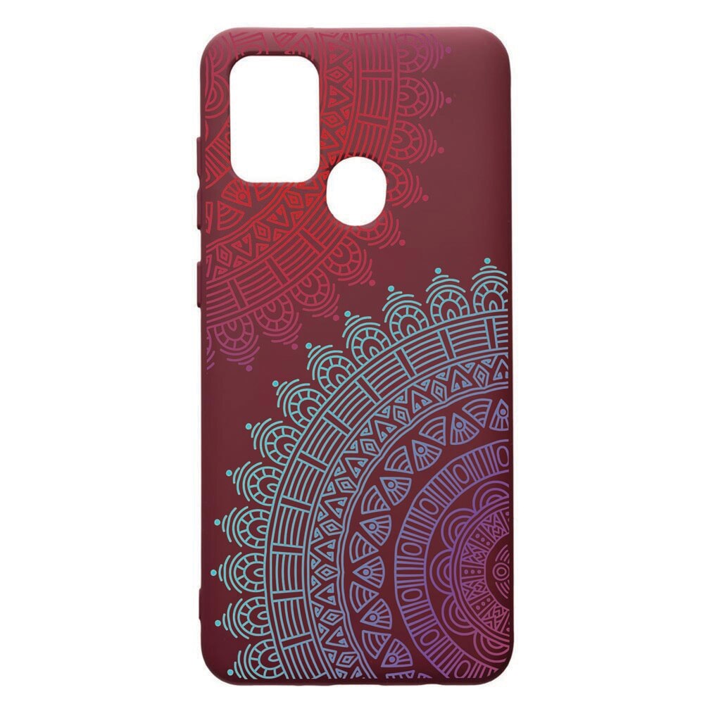Husa Premium TPU compatibila cu Samsung Galaxy A21S, Lace, cu interiorul din material textil, protectie camera, Burgundy, PBR176