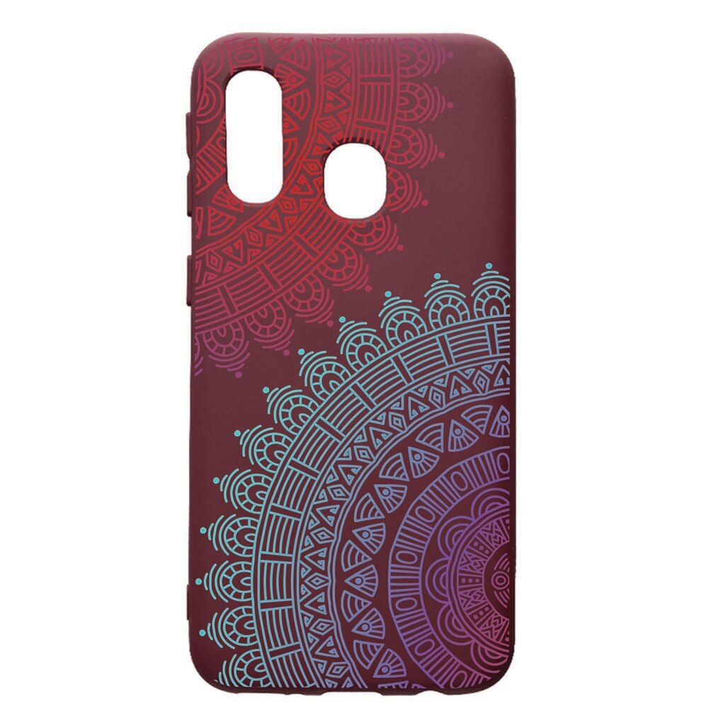 Husa Premium TPU compatibila cu Samsung Galaxy A40, Lace, cu interiorul din material textil, protectie camera, Burgundy, PBR176