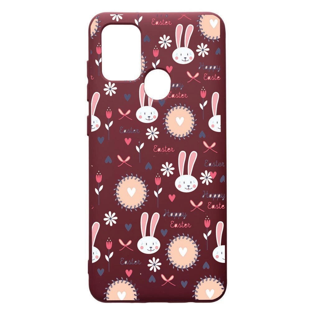 Husa Premium TPU compatibila cu Samsung Galaxy A21S, Easter, cu interiorul din material textil, protectie camera, Burgundy, PBR189