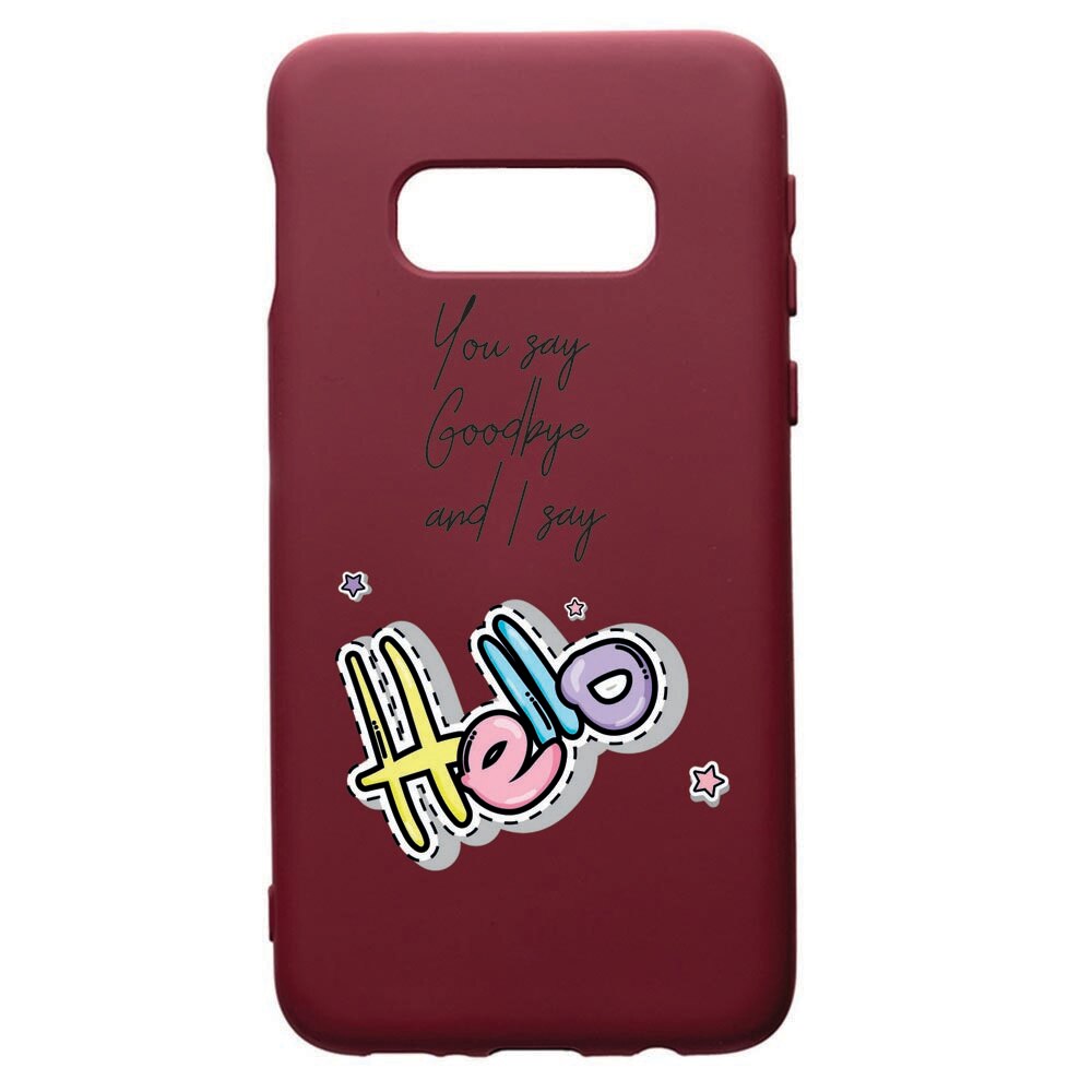 Husa Premium TPU compatibila cu Samsung Galaxy S10E, Hello, cu interiorul din material textil, protectie camera, Burgundy, PBR148