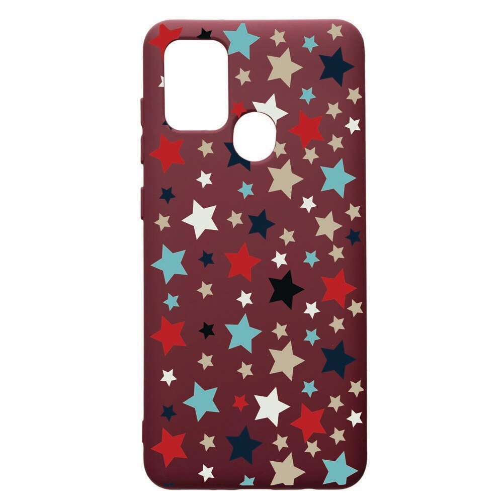 Husa Premium TPU compatibila cu Samsung Galaxy A21S, Star, cu interiorul din material textil, protectie camera, Burgundy, PBR146
