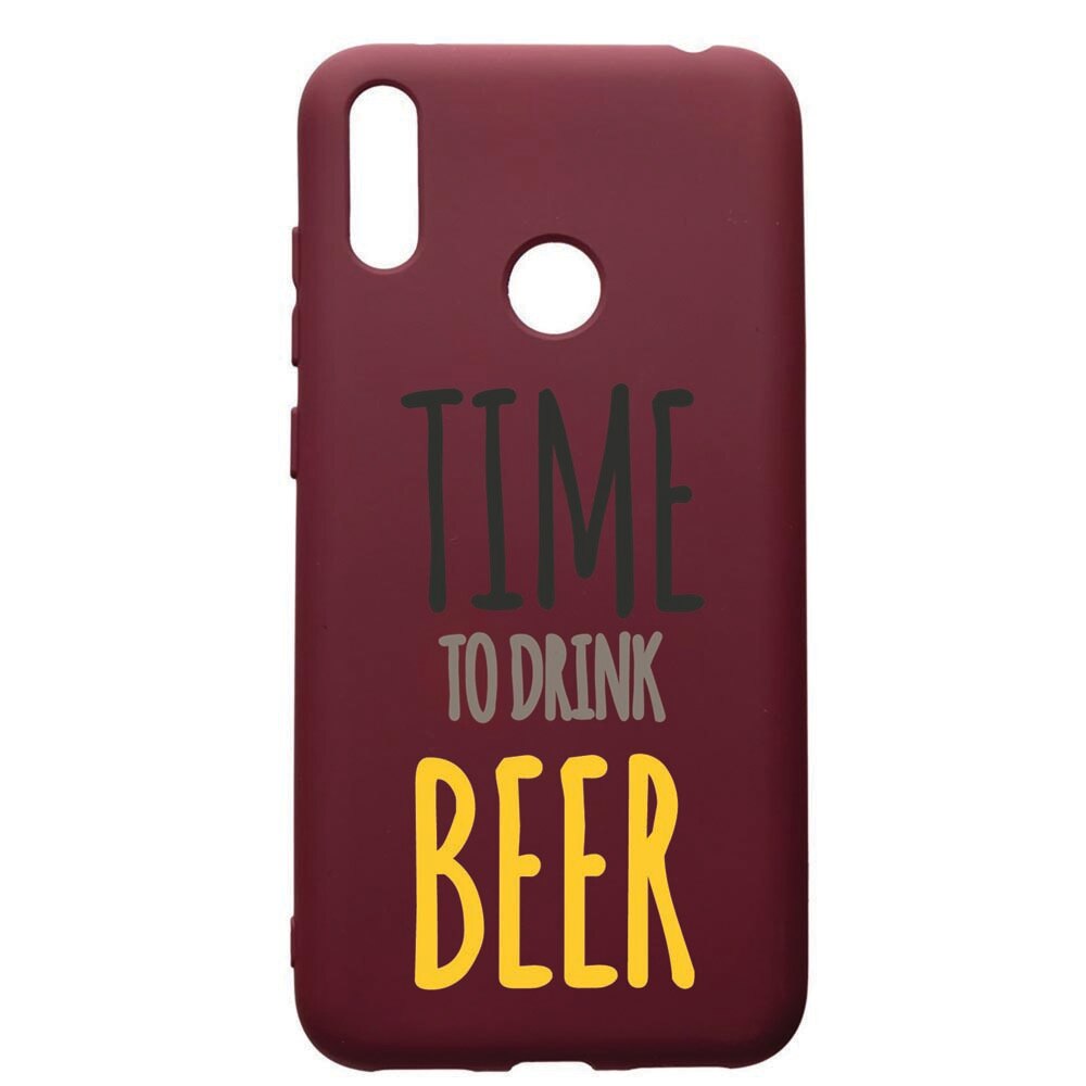 Husa Premium TPU compatibila cu Huawei Y7 2019, Beer, cu interiorul din material textil, protectie camera, Burgundy, PBR157