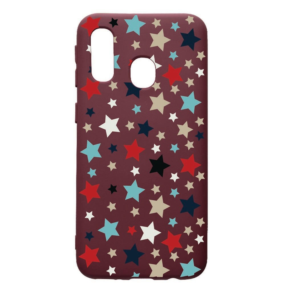 Husa Premium TPU compatibila cu Samsung Galaxy A40, Star, cu interiorul din material textil, protectie camera, Burgundy, PBR146