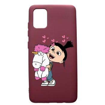 Husa Premium TPU compatibila cu Samsung Galaxy A51, Despicable Me, Agnes, cu interiorul din material textil, protectie camera, Burgundy, PBR217 Husa Premium TPU compatibila cu Samsung Galaxy A51, Despicable Me, Agnes, cu interiorul din material textil, protectie camera, Burgundy, PBR217