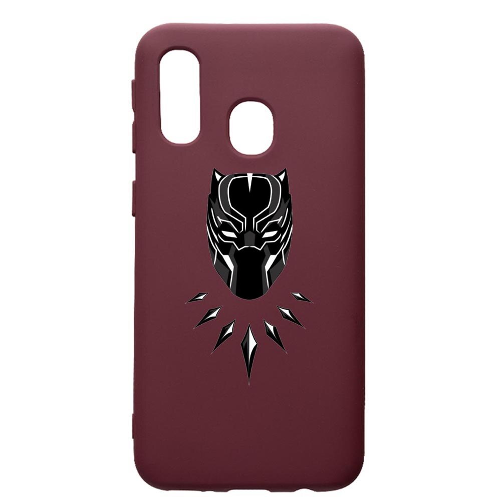 Husa Premium TPU compatibila cu Samsung Galaxy A40, Black Panther, cu interiorul din material textil, protectie camera, Burgundy, PBR243